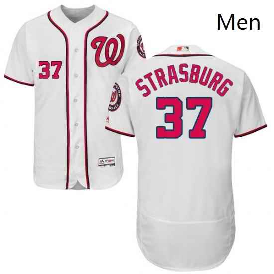 Mens Majestic Washington Nationals 37 Stephen Strasburg White Home Flex Base Authentic Collection MLB Jersey